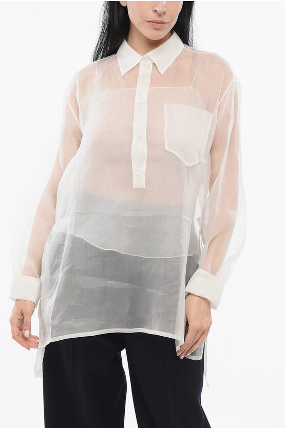 Super Blond Silk Sheer Shirt With Tank Top