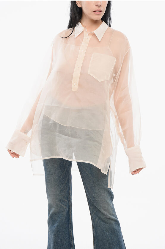 Super Blond Silk Sheer Shirt With Tank Top