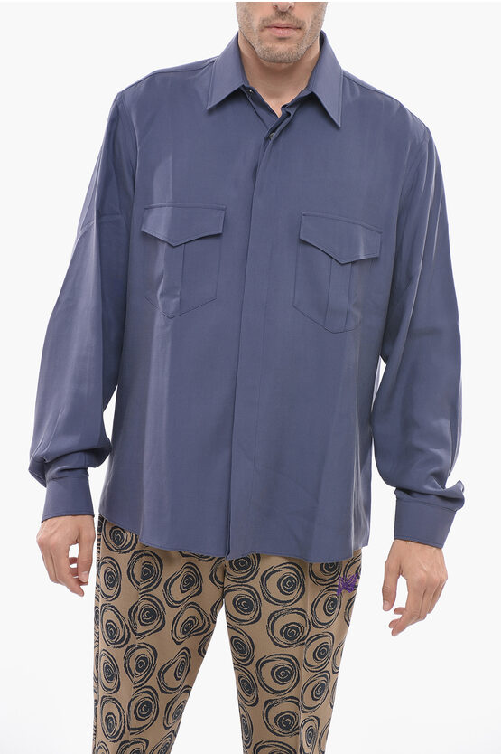 Shop Bally Silk Saharan Shirt With Standard Collar