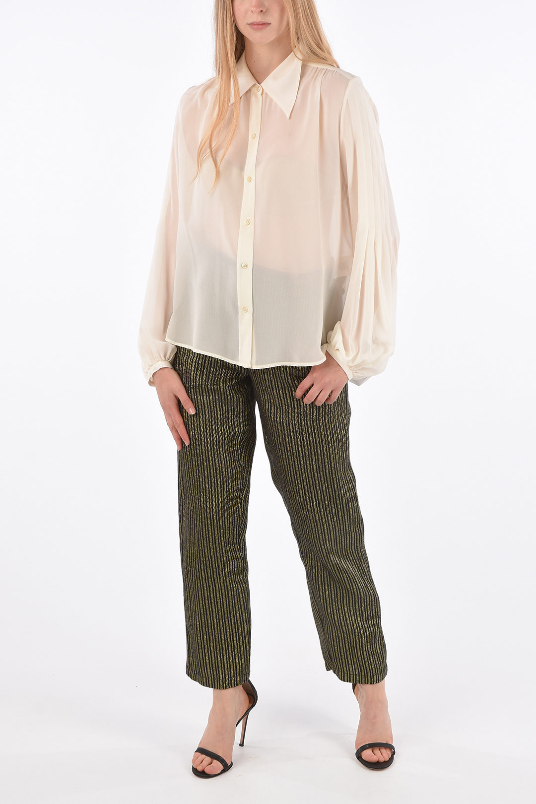 Saint Laurent Silk Spread Collar Shirt women Glamood Outlet