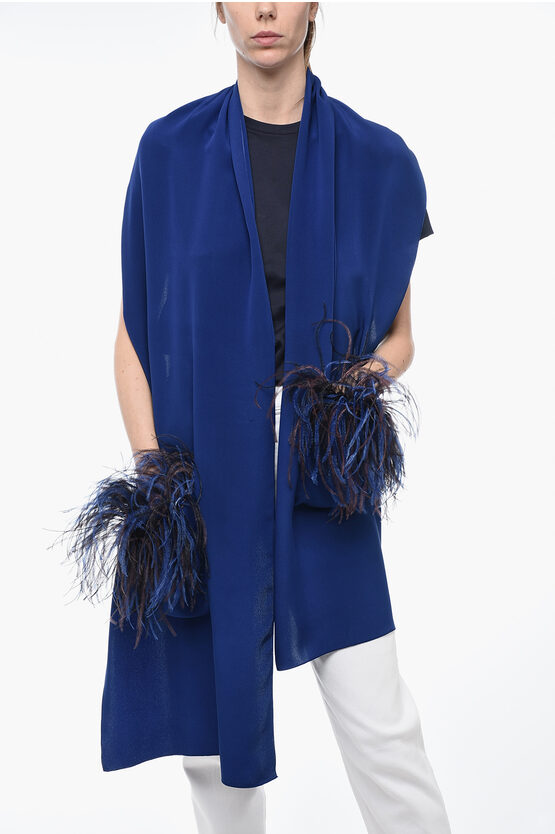 Shop Stephan Janson Silk Stole With Feathered Details