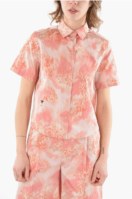 Dior Silk-taffeta Cropped Shirt With Cd Logo Embroidery In Pink