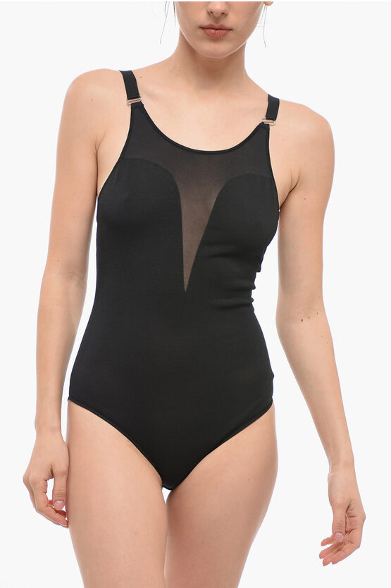 Shop Alexander Mcqueen Silk V-neckline Bodysuit With Sheer Detail