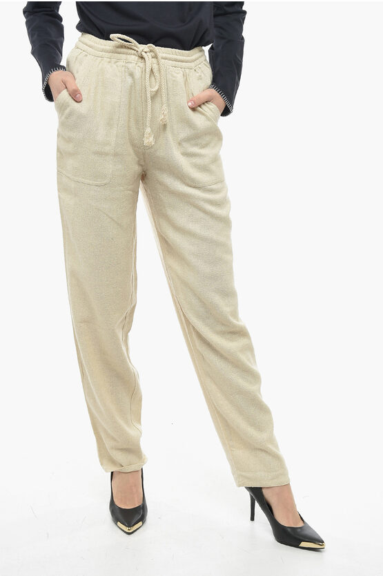 Isabel Marant Silk Viamao Trousers With Drawstring In Neutral