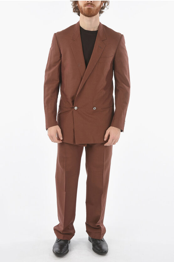 Corneliani Silk Vogue Double Breasted Suit In Brown