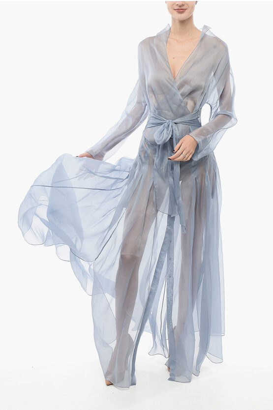Super Blond Silk Wrap Long Dress