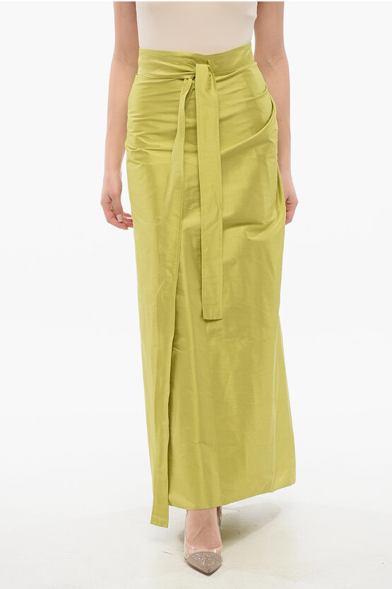 Silk Wrap Skirt With Draped Detail Size 40