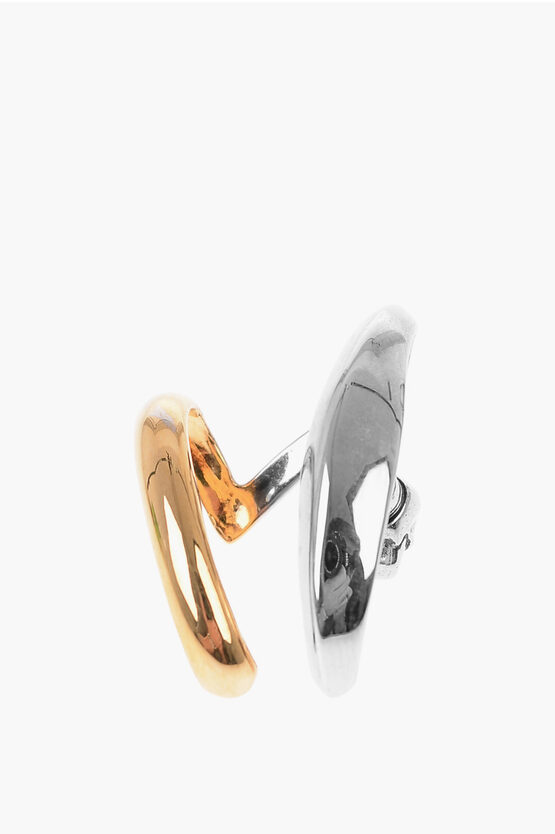 Alexander Mcqueen Silver And Golden-effect Single Hoop Earring In Metallic