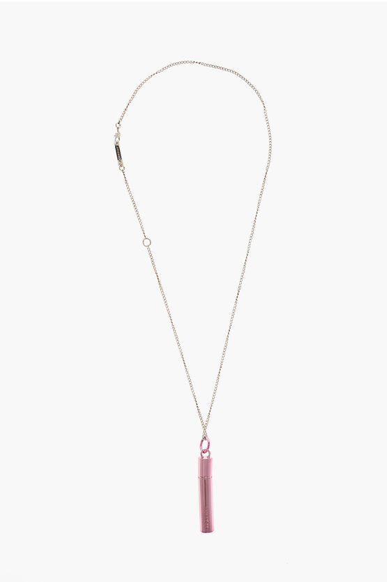 Ambush Silver Chain Necklace With Pill Case Pendant In Pink