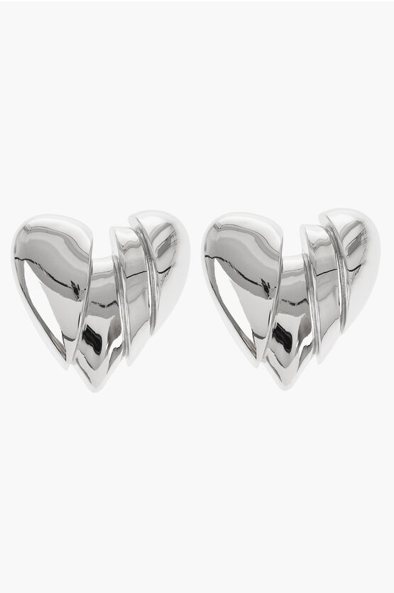 Amina Muaddi Silver-effect Heart-shaped Heartbreaker Earrings