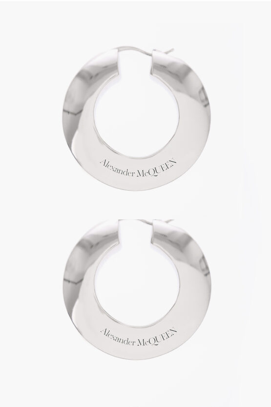 Shop Alexander Mcqueen Silver-effect Hoop Earrings