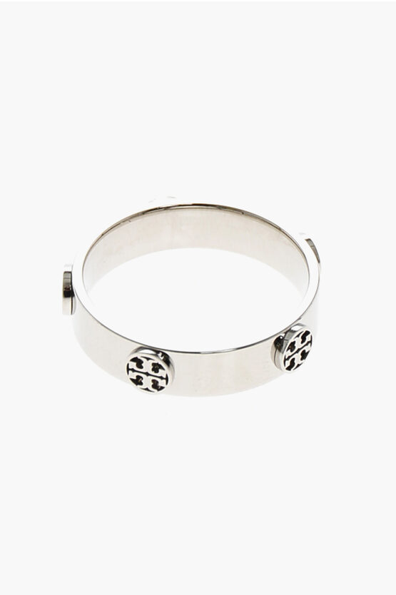 Tory Burch Silver-effect Miller Ring With Studs Monogram
