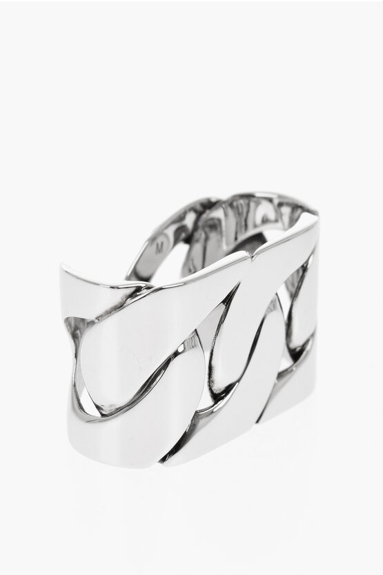 Alexander Mcqueen Silver Effect Thumb Ring With Cut -out Details