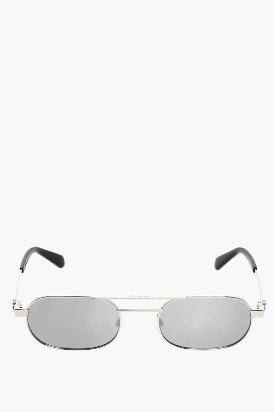 Off-white Silver-effect Vaiden Oval Sunglasses In Brown