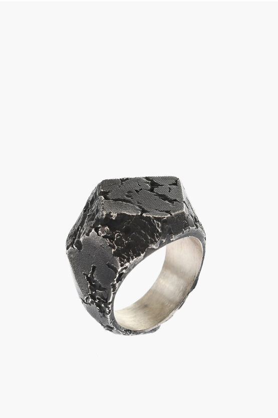 Nove25 Silver Materic Signet Ring