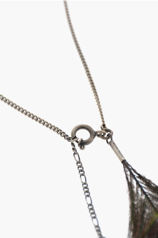 Ann Demeulemeester Silver Necklace with Peacock Feather unisex men women -  Glamood Outlet
