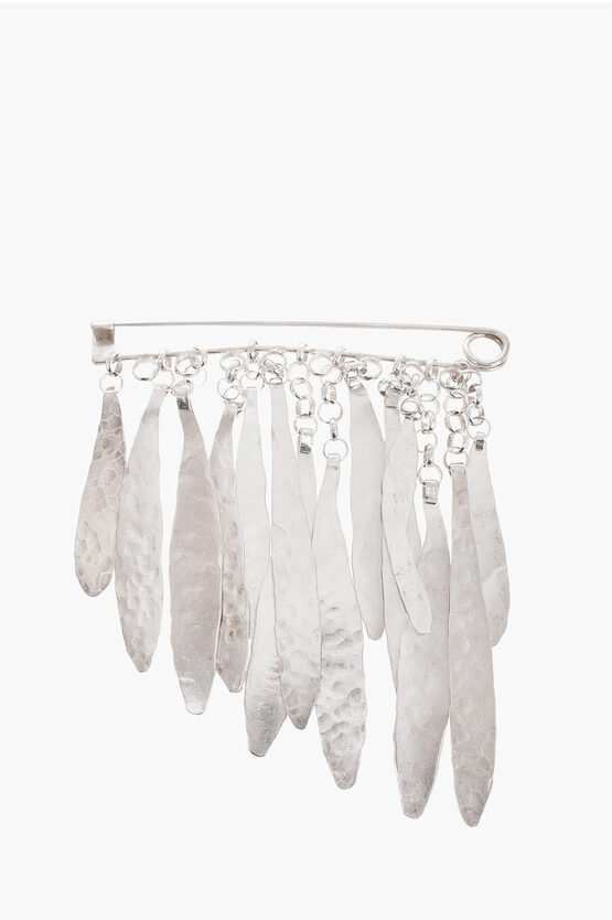 Shop Jil Sander Silver-plated Brooch With Pendants