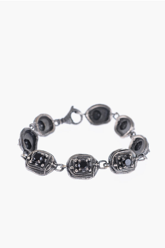 Quinto Ego Silver Raw&gemme Bracelet In Brown