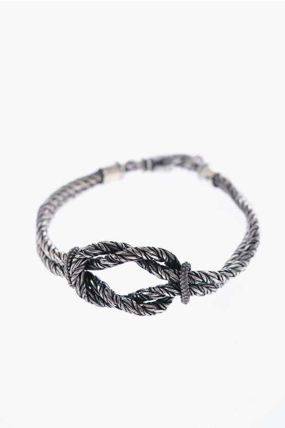 Quinto Ego Silver Sailor Bracelet With Knot In Grey