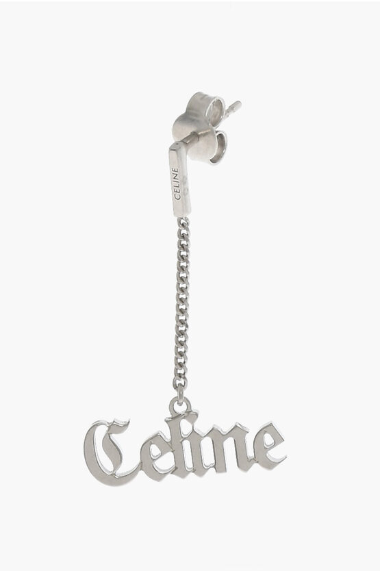 Shop Celine Silver Single Earring With Logo