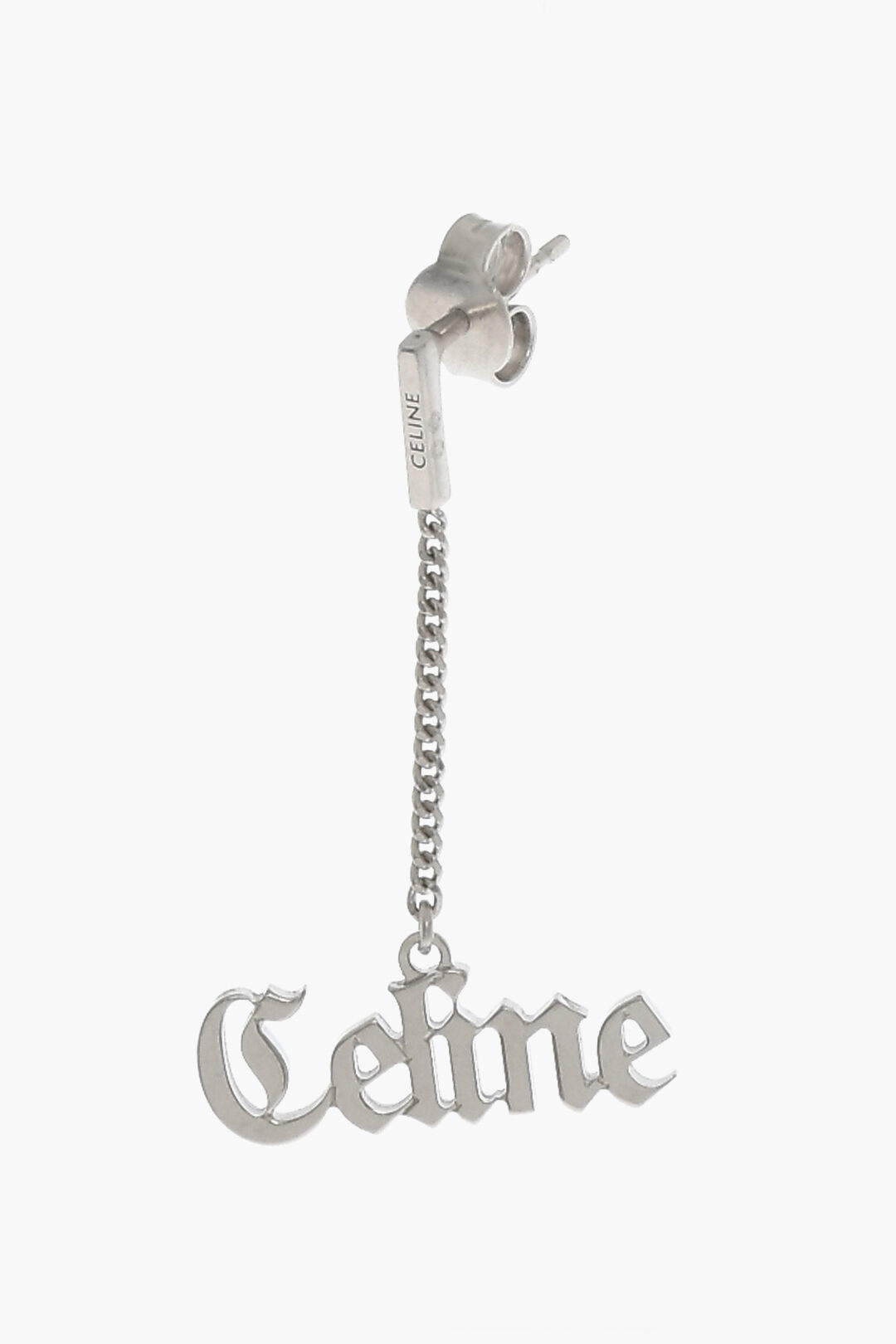 Celine Silver Single Earring with Logo men - Glamood Outlet Celine Silver Single Earring with Logo men - Glamood Outlet