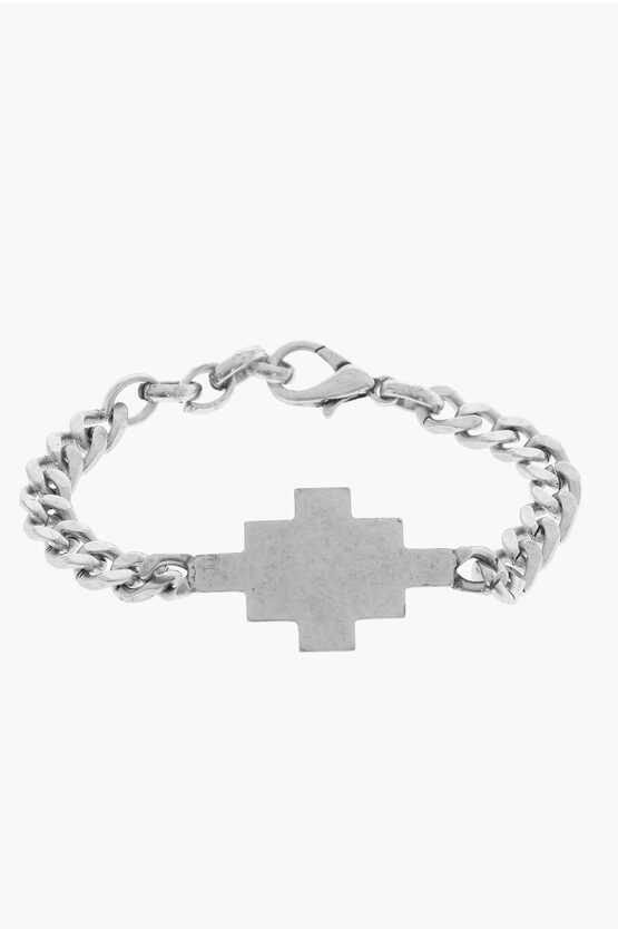 Shop Marcelo Burlon County Of Milan Silver-tone Chain Bracelet With Cross Detail