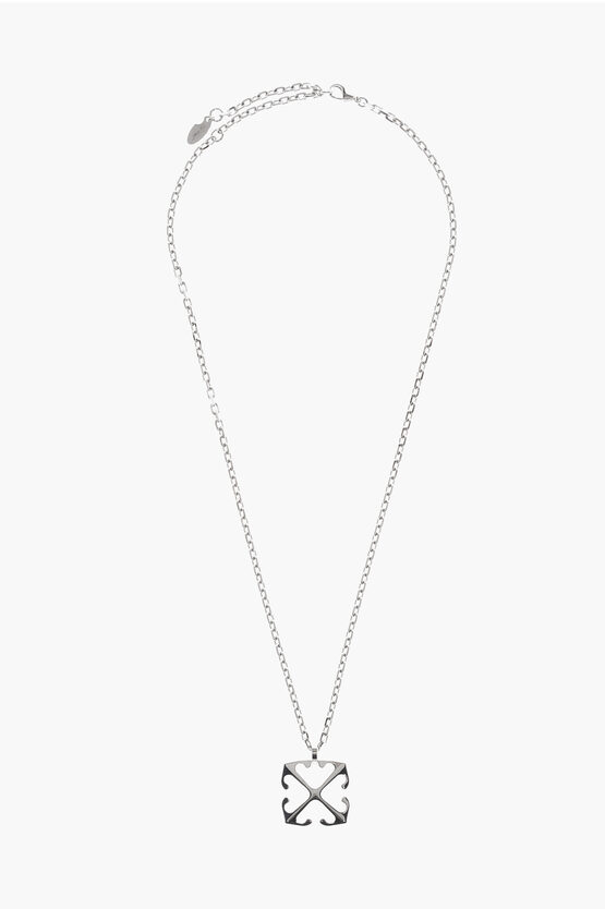 Off-white Silver-tone Chain Necklace With Arrow Pendant