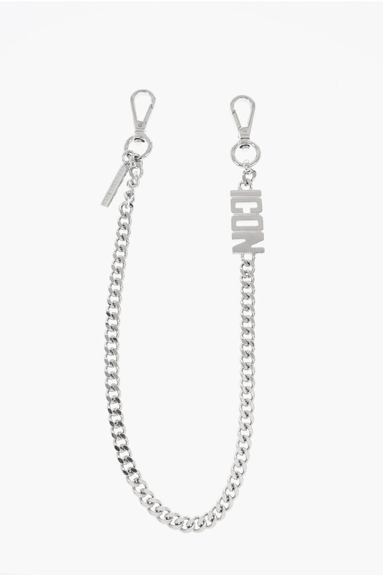 Dsquared2 Silver-tone Metal Be Icon Pant's Chain In Metallic