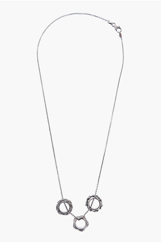 Quinto Ego Silver Trefedi Mini Necklace In Black