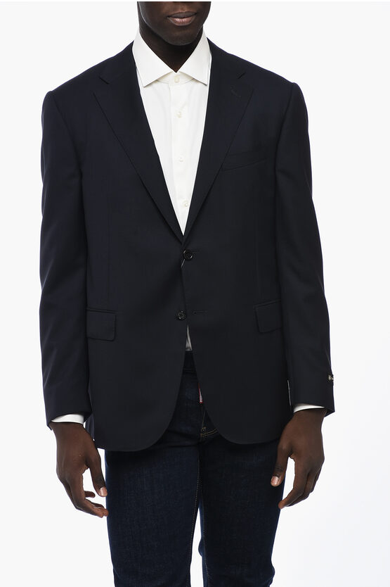 Shop Corneliani Single Breasted Academy Blazer With Flap Pockets