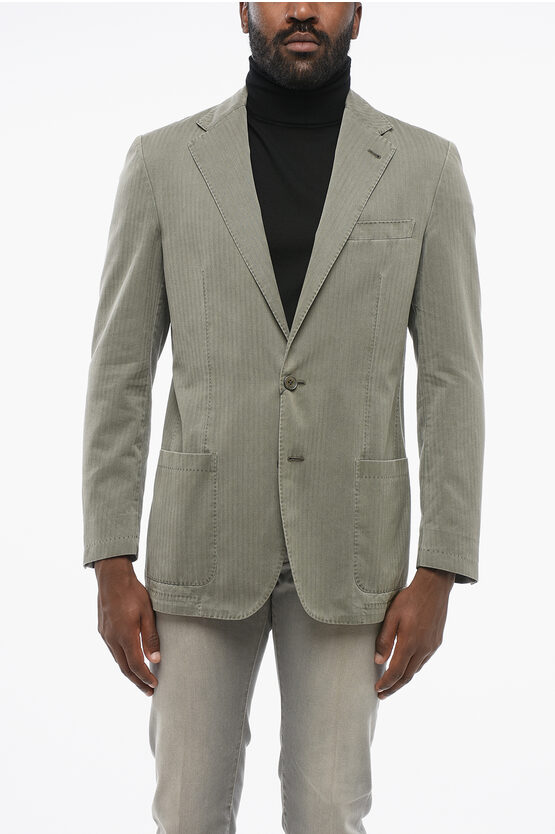 Corneliani Single Breasted Blazer Silk Blend Unlined Blazer In Gray