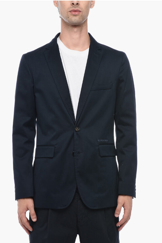 Shop Burberry Single Breasted Blazer With Flap Pockets