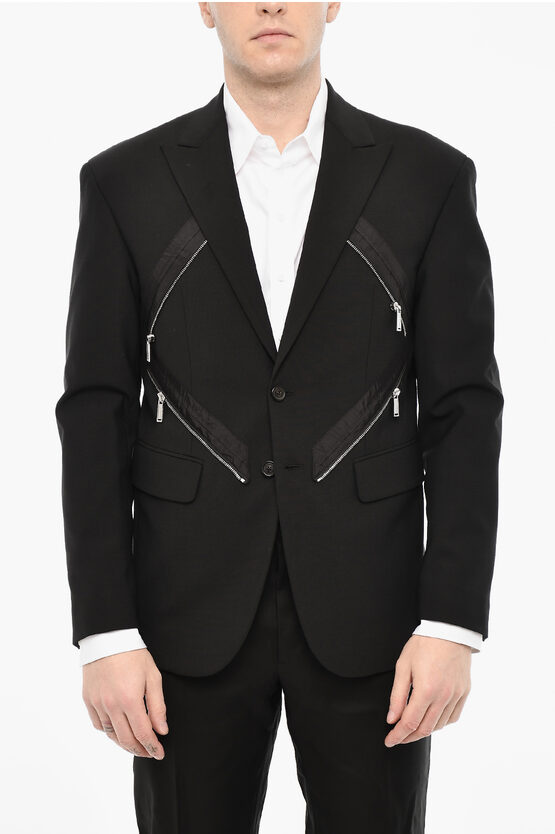 Dsquared2 Single Breasted Blazer With Peak Lapel And Zip Detail