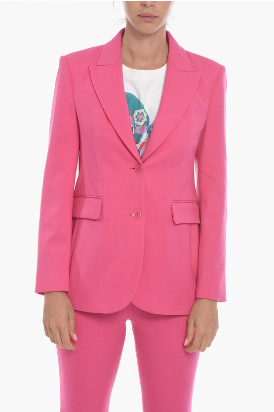 Ermanno Scervino Single-breasted Lined Blazer With Peak Lapel In Pink