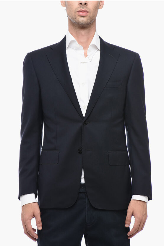 Shop Corneliani Single Breasted Mantua Blazer With Flap Pockets