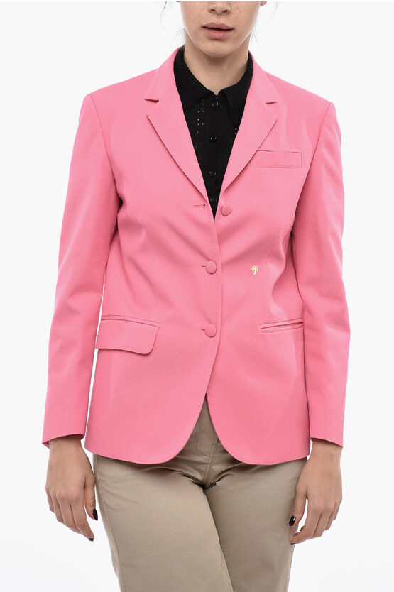 Palm Angels Single Breasted Miami Blazer With Flap Pockets In Pink