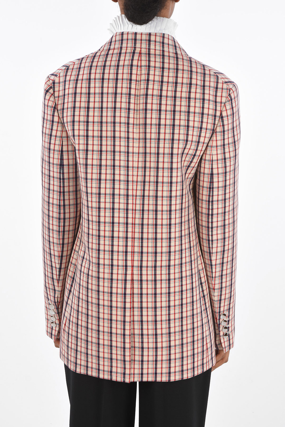 【関税&送料込】Prada Glencheck Blazer Prada Single-breasted Plaid Check Blazer with Flap Pockets