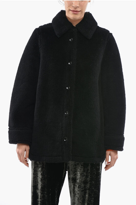 Shop Stand Studio Single-breasted Teddy Coat With Flush Pockets