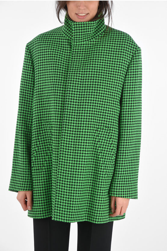 Balenciaga Single-breasted Turtleneck Houndstooth Coat women