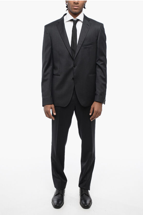 Shop Tagliatore Single-breasted Virgin Wool Suit With Nocth Lapel