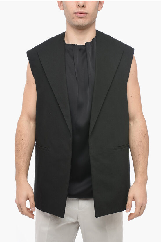 Jil Sander Single-breasted Virgin Wool Vest With Notch Lapel In Black