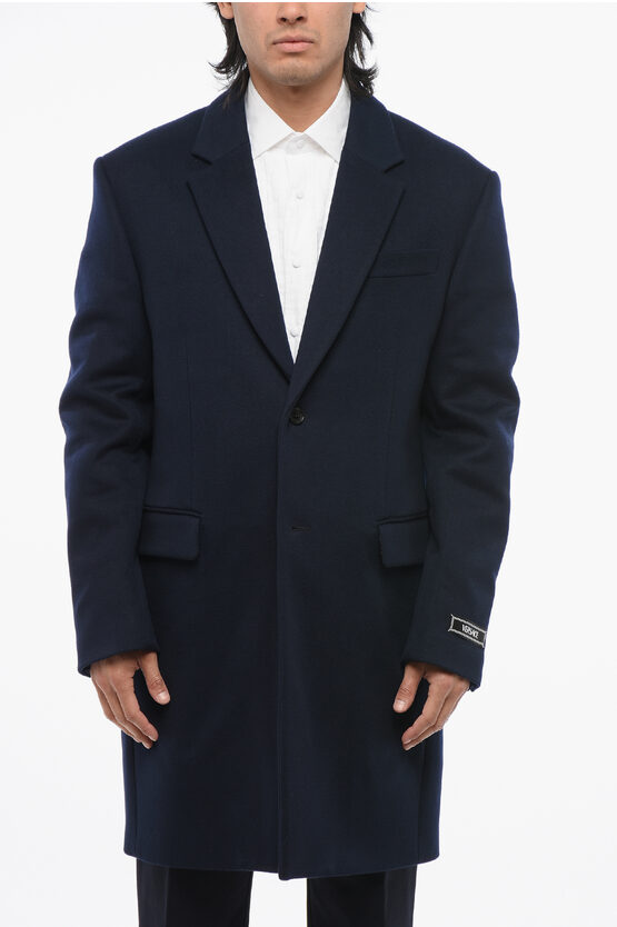 Versace Single-breasted Wool And Cashmere Coat With Flap Pockets
