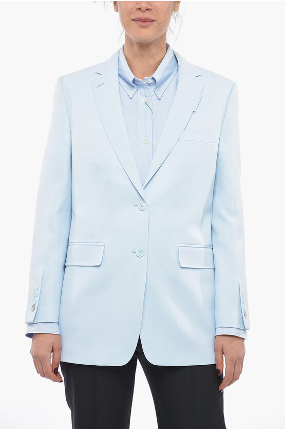 Shop Burberry Single-breasted Wool Blazer With Flap Pockets