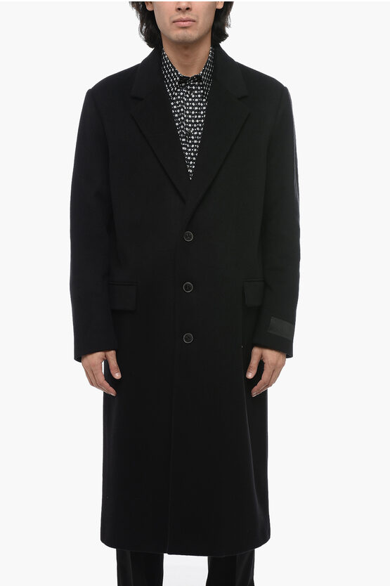 VALENTINO SINGLE-BREASTED WOOL COAT WITH FLAP POCKETS 