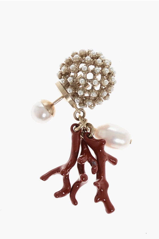 Dior Single Earring With Coral Detail In Gold