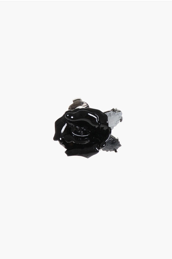 DSQUARED2 SINGLE GOTHIC FLOWER CLIP ON EARRING WITH ROSE SHAPED DESIGN