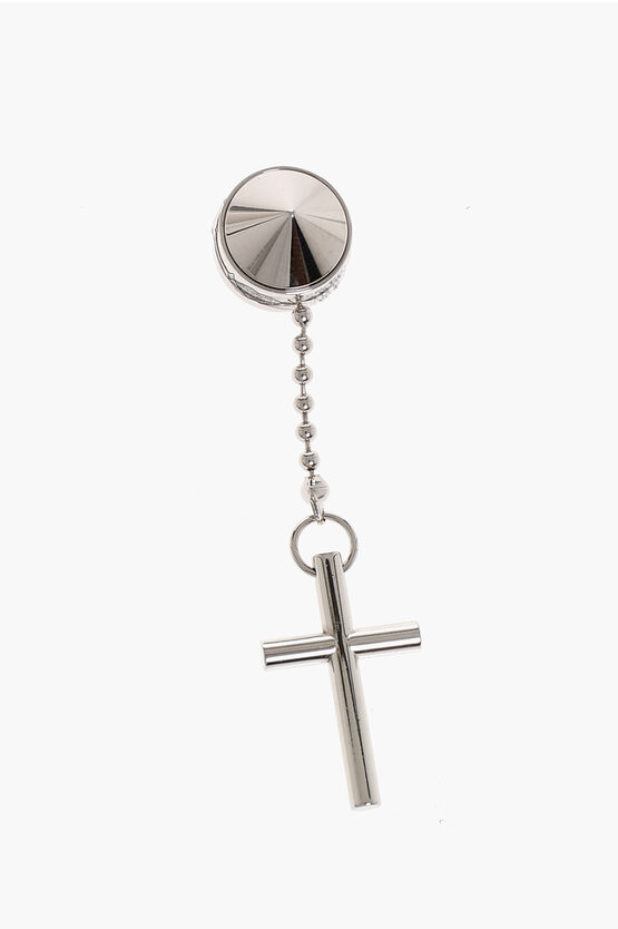 DSQUARED2 SINGLE MAGNETIC METAL EARRING WITH CROSS SHAPED PENDANT