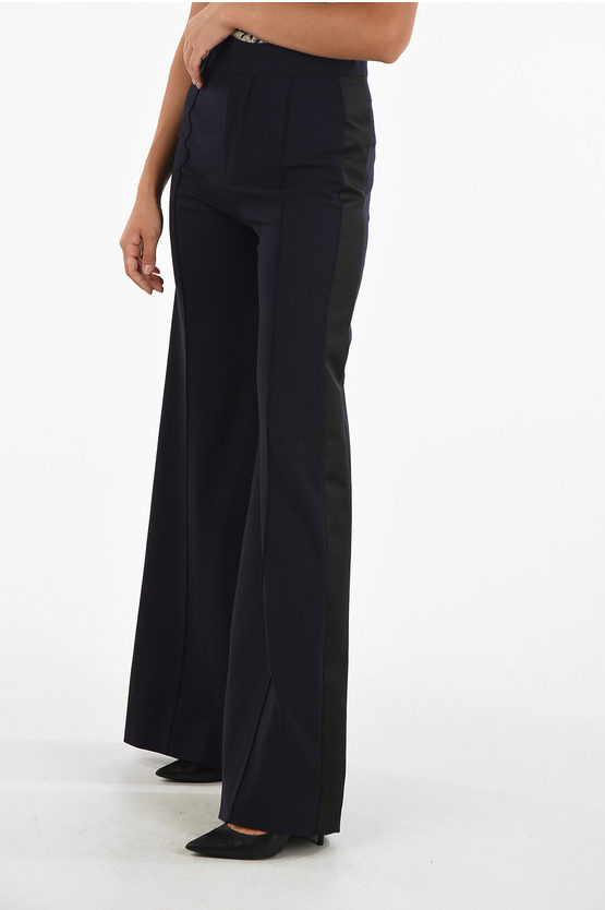 Chloe Single Pleat Flare Pants with Contrasting Side Bands