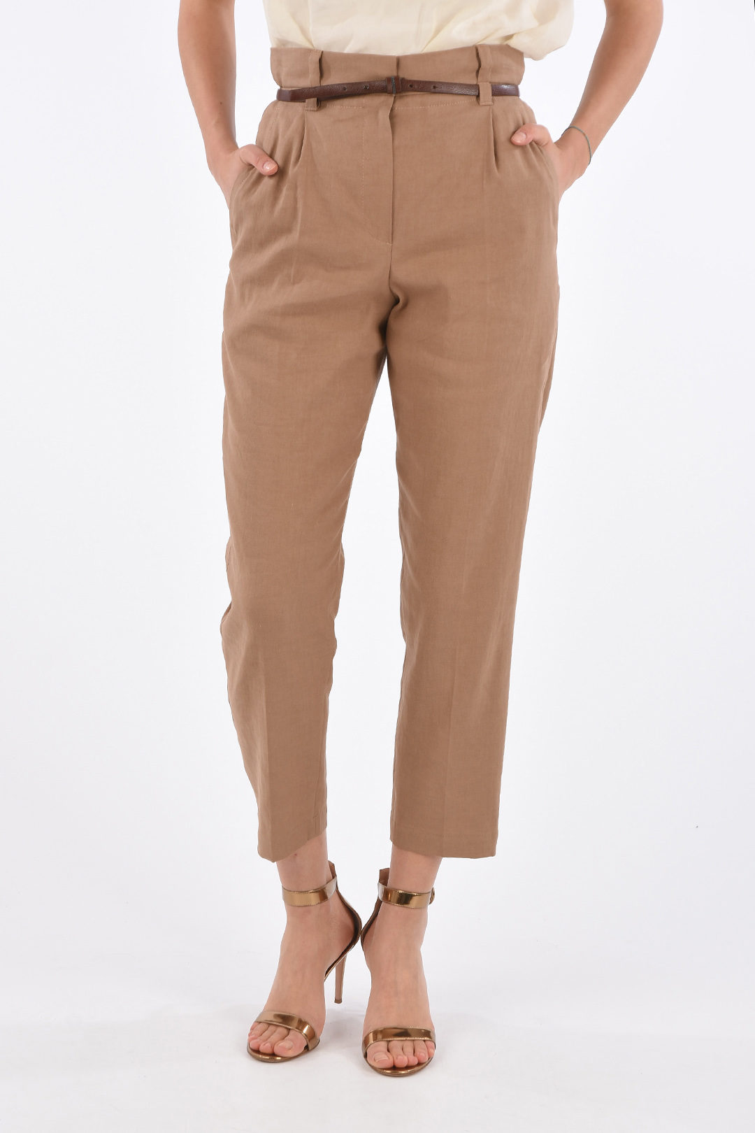 Brunello Cucinelli Single Pleat High Waist Pants with