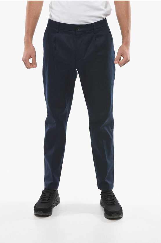 Department 5 Single-pleat Regular Fit Prince Pants With 4 Pockets In Blue